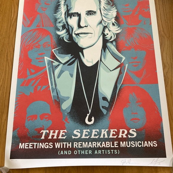 John Densmore and Shepard Fairey signed The Seekers‎ Limited Edition Poster JSA